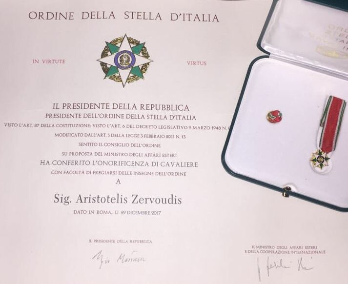 Aristotelis Zervoudis Cavaliere dell'Ordine della Stella d'Italia